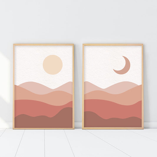 Abstract sun and moon