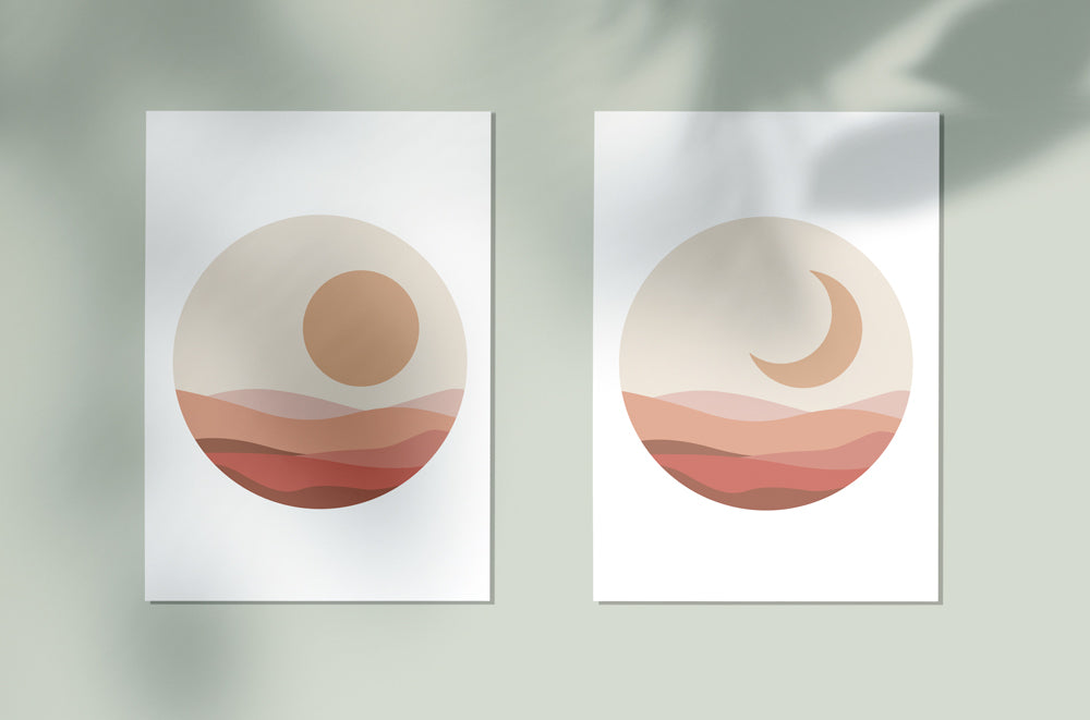 Abstract circle sun and moon
