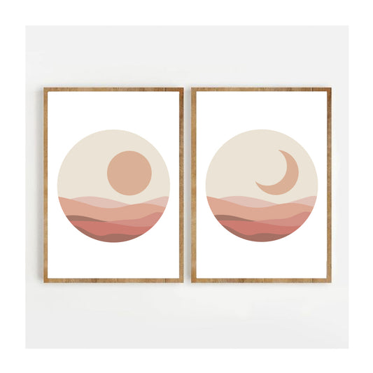 Abstract circle sun and moon